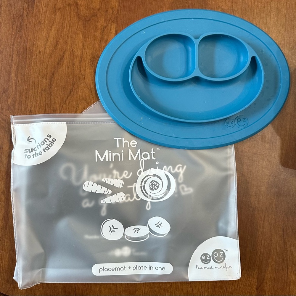 Blue EZPZ Mini Mat Placemat and Plate - NWT